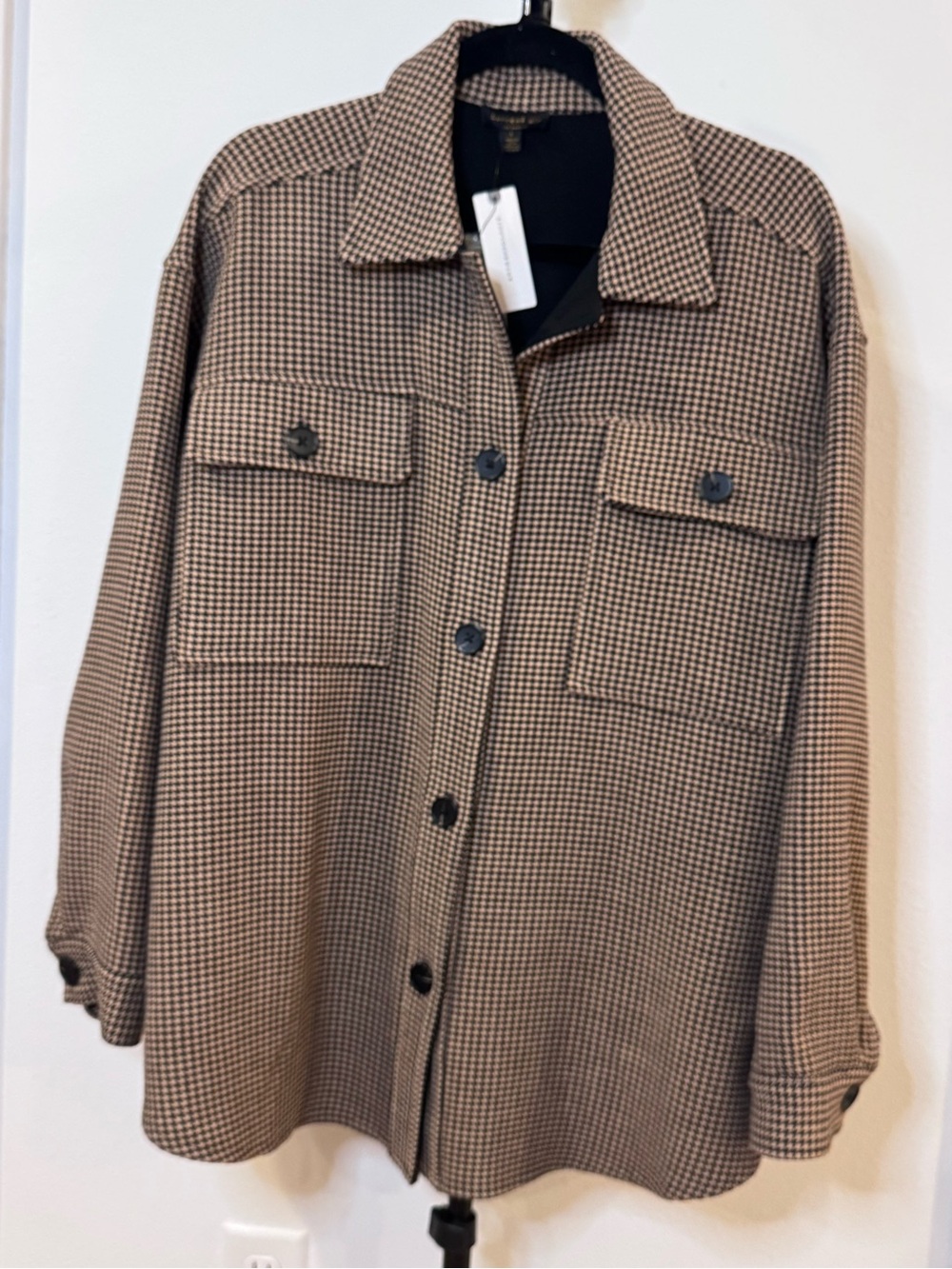NWT Anthropologie Current Air Houndstooth Shacket Jacket Large